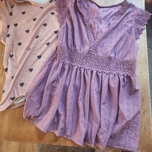 Lace Trim Purple Blouse
